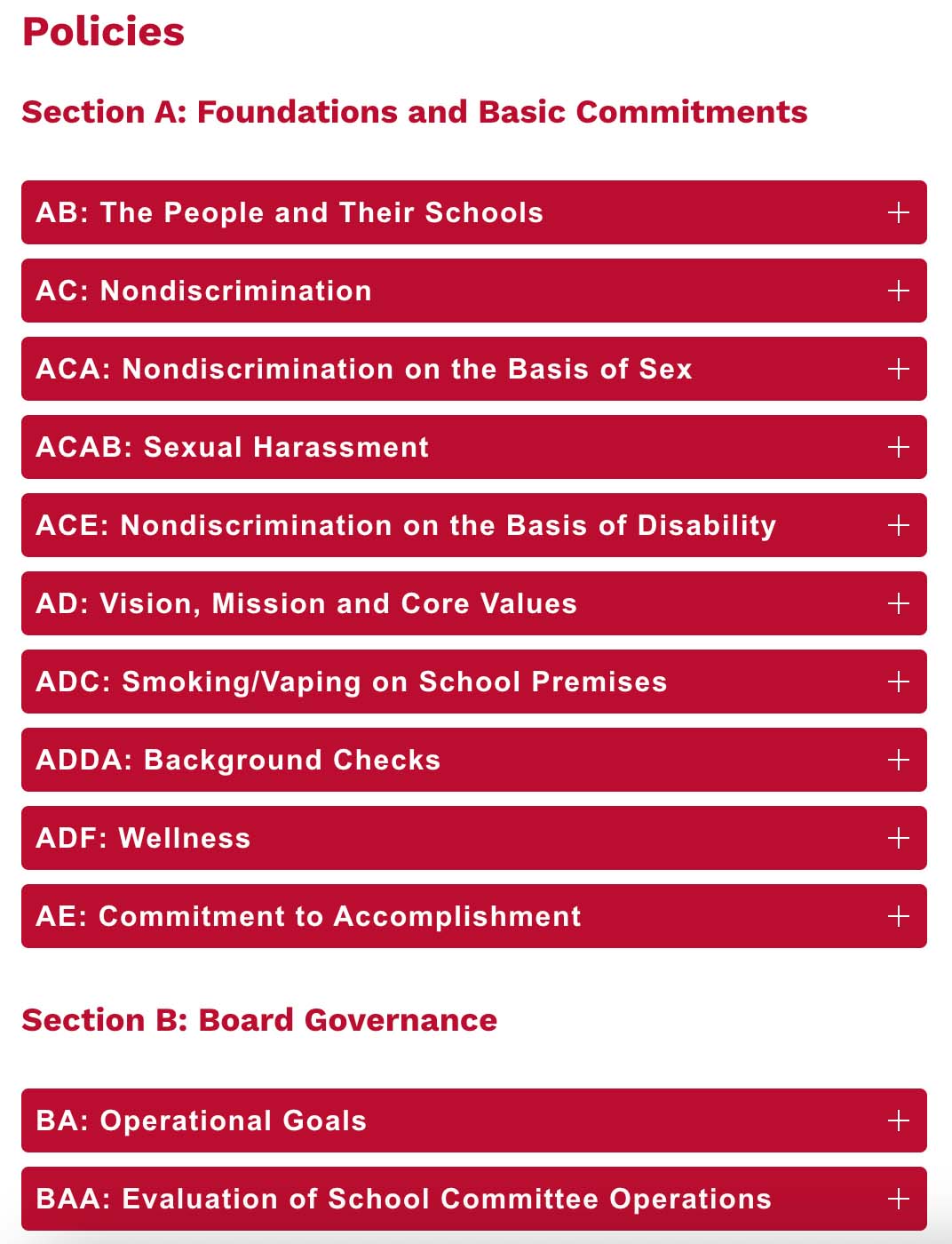 school committee policies